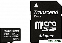 Карта памяти Transcend microSDHC (Class 10) UHS-I 16GB + SD адаптер (TS16GUSDHC10U1) 99 501