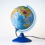 Глобус Земли физический рельефный с подсветкой. Диаметр 250мм