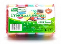 MirPack Губки для посуды, Standart, Мини, 5 шт