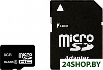 Картинка Карта памяти SmartBuy microSDHC 8 GB Class 4 (CD адаптер)