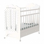 Картинка Детская кроватка VDK Bonne колесо-качалка и ящик (белый)