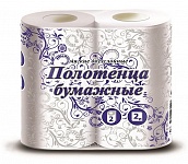 NoName Кухонные полотенца бумажные, цвет белый,100% целлюлоза, 2 рул., 2 слоя, 12 шт в спайке [ зака