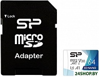 Картинка Карта памяти Silicon Power Superior Pro microSDXC SP064GBSTXDU3V20AB 64GB (с адаптером)
