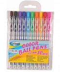 Картинка Набор 10 цветных шариковых автоматических ручек 0,7 мм (цвета коричневый, черный, сиреневый