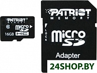 Картинка Карта памяти Patriot microSDHC (Class 10) 16 Гб + адаптер (PSF16GMCSDHC10)