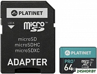 Картинка Карта памяти Platinet PMMSDX64UI 64GB + адаптер