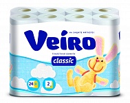 Veiro Classic Туалетная бумага, белый, 17.5 м, 24 рул., 2 слоя, 3шт в спайке [ заказ кратно 3 ]