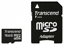 Картинка Карта памяти Transcend microSDHC (Class 10) 16GB + адаптер (TS16GUSDHC10)