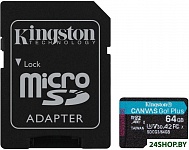 Картинка Карта памяти Kingston Canvas Go! Plus microSDXC 64GB (с адаптером)