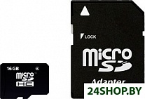Картинка Карта памяти SmartBuy microSDHC 16 GB Class 4 (SD адаптер)