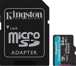 Картинка Карта памяти Kingston Canvas Go! Plus microSDXC 64GB (с адаптером)