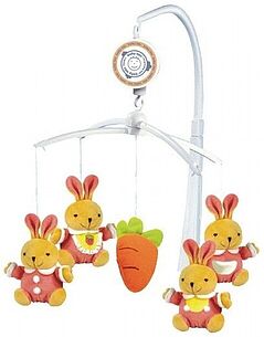 Картинка Каруселька с плюшевыми игрушками Baby Mix Зайки с морковкой арт.TK/708