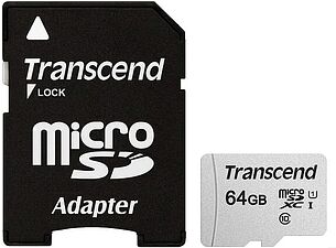 Картинка Карта памяти Transcend microSDXC 300S 64GB + адаптер