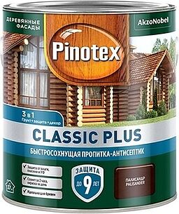 Картинка Антисептик Pinotex Classic Plus 3 в 1 9 л (красное дерево)