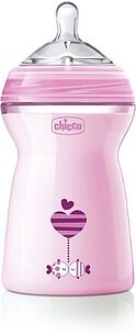 Картинка Бутылочка для кормления Chicco Natural Feeling 330 мл (6м+) (розовая)