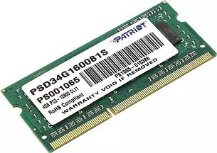 Картинка Оперативная память PATRIOT DDR-3 for NoteBook (PSD34G160081S)
