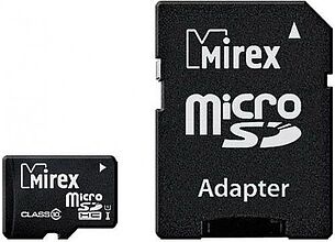 Картинка Карта памяти Mirex microSDHC UHS-I (Class 10) 16GB + адаптер [13613-ADSUHS16]