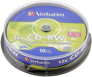Картинка Диск CD-RW Verbatim 700Mb 10x Cake Box (10шт) (43480)