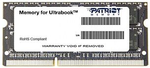 Картинка Оперативная память PATRIOT Memory for Ultrabook 8GB DDR3 SO-DIMM PC3-12800 (PSD38G1600L2S)