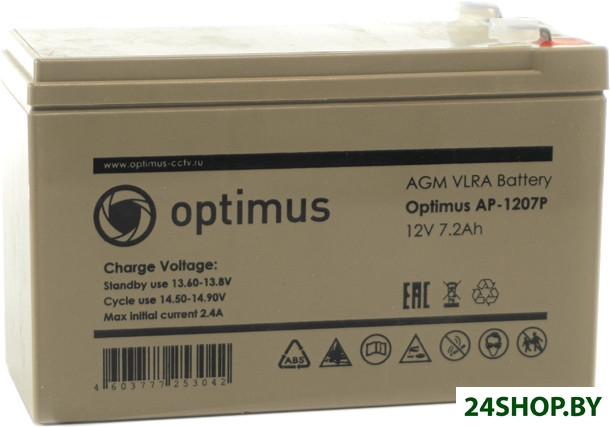 Аккумулятор для ИБП Optimus AP-1207P (12В/7.2 А·ч) Аккумулятор для ИБП Optimus AP-1207P (12В/7.2 А·ч)