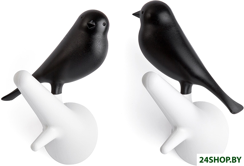 Крючок для одежды Qualy Sparrow QL10067-WH-BK (2 шт, белый/черный) Крючок для одежды Qualy Sparrow QL10067-WH-BK (2 шт, белый/черный)