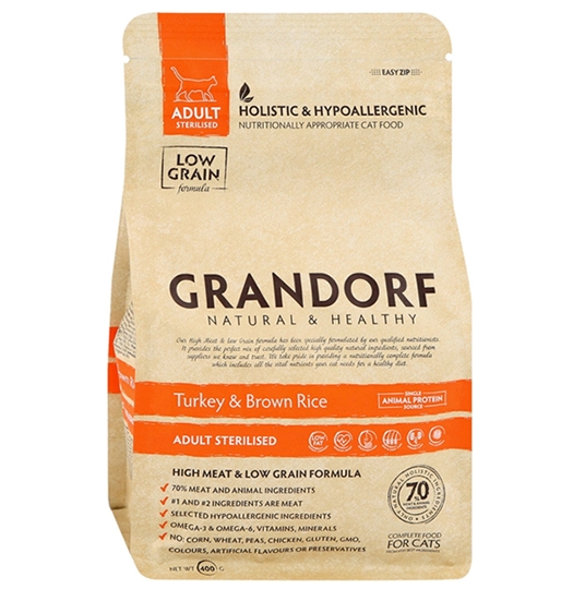 Сухой корм для кошек Grandorf Turkey and Rice Sterilised (0,4 кг) Сухой корм для кошек Grandorf Turkey and Rice Sterilised (0,4 кг)