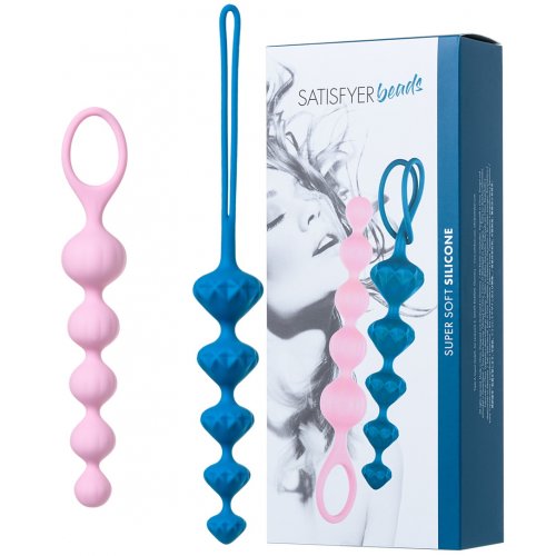 Набор анальных цепочек Satisfyer Beads, розовый и синий Набор анальных цепочек Satisfyer Beads, розовый и синий
