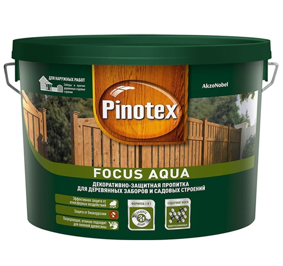 Пропитка Pinotex Focus Aqua 9 л (орех) Пропитка Pinotex Focus Aqua 9 л (орех)
