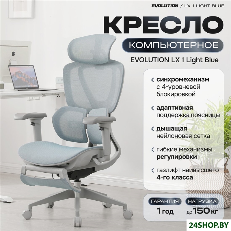 Офисное кресло Evolution LX 1 Light Blue (голубой) Офисное кресло Evolution LX 1 Light Blue (голубой)