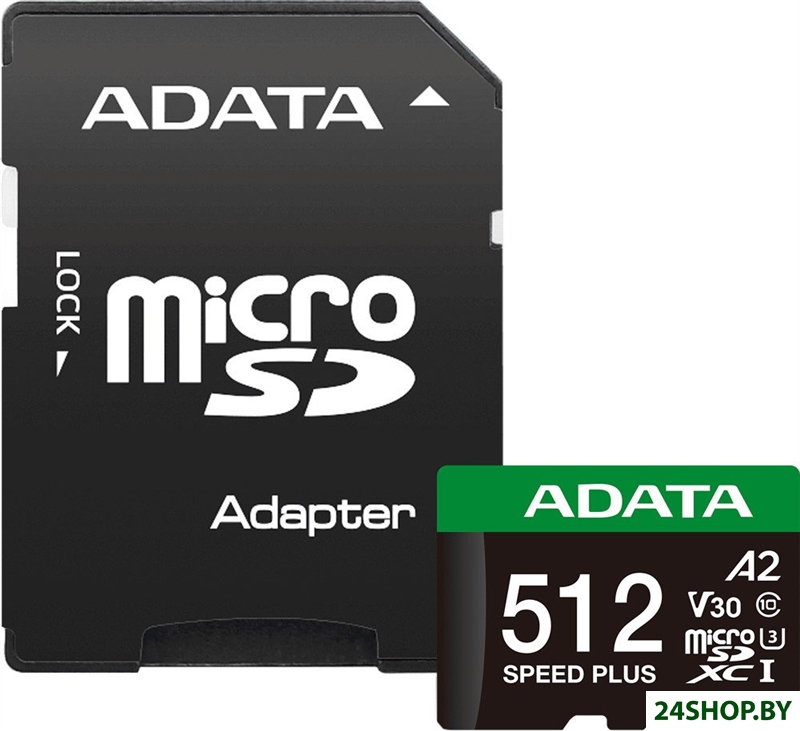 Карта памяти ADATA SPEED PLUS microSDXC 512GB UD512GUI3V30A2SP-RA1 (с адаптером) Карта памяти ADATA SPEED PLUS microSDXC 512GB UD512GUI3V30A2SP-RA1 (с адаптером)
