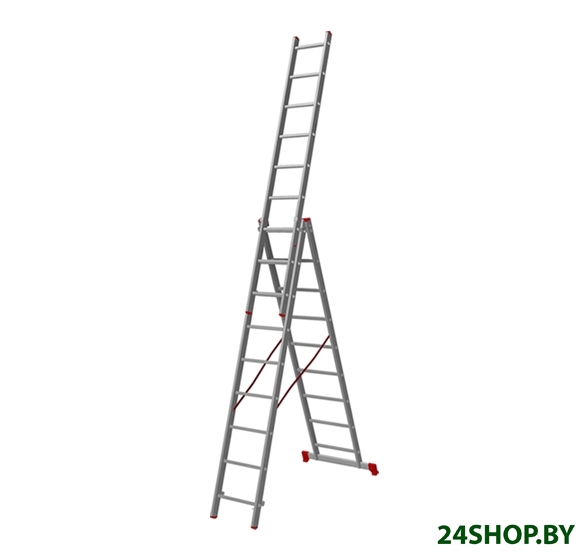 Лестница-стремянка Новая высота алюминиевая трёхсекционная 3x9 (1230309) Лестница-стремянка Новая высота алюминиевая трёхсекционная 3x9 (1230309)
