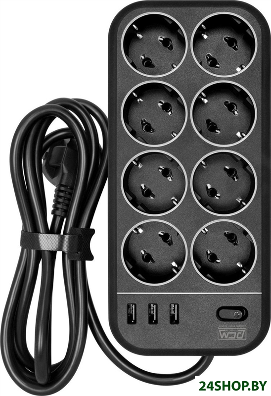 Сетевой фильтр Powercom SP-08 USB03AB (1.8 м, 8 розеток, черный) Сетевой фильтр Powercom SP-08 USB03AB (1.8 м, 8 розеток, черный)