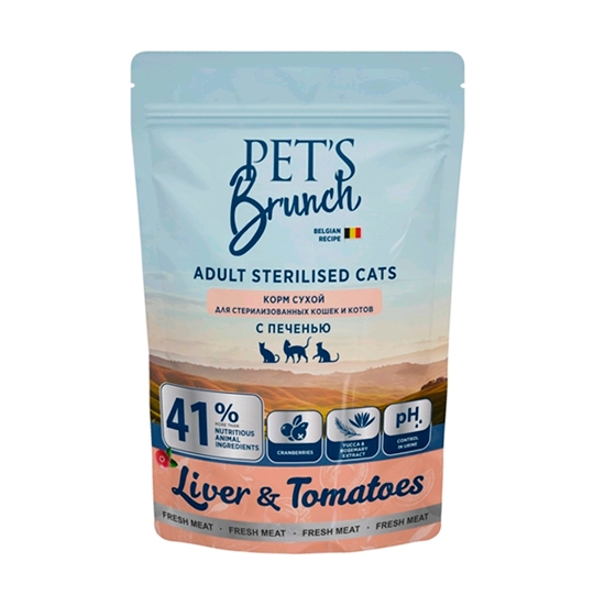 Сухой корм для кошек Pet's Brunch для стерилизованных кошек и котов с 6 месяцев с печенью (400 г) Сухой корм для кошек Pet's Brunch для стерилизованных кошек и котов с 6 месяцев с печенью (400 г)