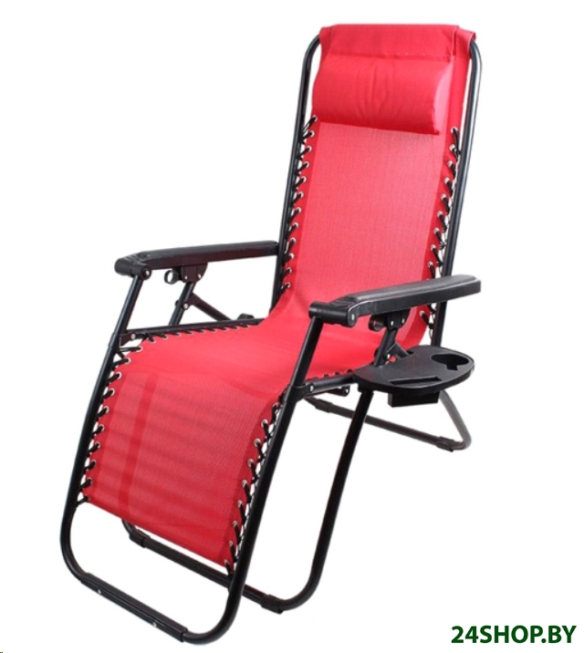 Складной шезлонг ECOS CHO-137-14 Люкс с подставкой 993160 (красный) Складной шезлонг ECOS CHO-137-14 Люкс с подставкой 993160 (красный)
