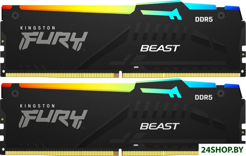 Оперативная память Kingston FURY Beast RGB 2x32ГБ DDR5 6000 МГц KF560C30BBEAK2-64 Оперативная память Kingston FURY Beast RGB 2x32ГБ DDR5 6000 МГц KF560C30BBEAK2-64