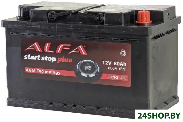 Автомобильный аккумулятор ALFA AGM R+ (80 А·ч) Автомобильный аккумулятор ALFA AGM R+ (80 А·ч)