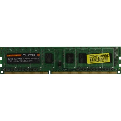 Оперативная память QUMO 4GB DDR3 PC3-12800 QUM3U-4G1600C11 Оперативная память QUMO 4GB DDR3 PC3-12800 QUM3U-4G1600C11