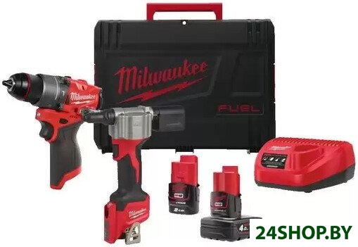 Набор электроинструмента Milwaukee M12 FPP2D2-422X 4933480593 (шуруповерт, заклепочник, 2 АКБ, кейс) Набор электроинструмента Milwaukee M12 FPP2D2-422X 4933480593 (шуруповерт, заклепочник, 2 АКБ, кейс)