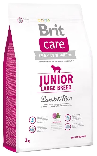 Сухой корм для собак Brit Care Junior Large Breed Lamb and Rice 3 кг Сухой корм для собак Brit Care Junior Large Breed Lamb and Rice 3 кг