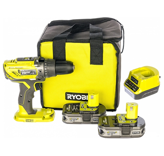 Ударная дрель-шуруповерт Ryobi R18PD3-215S 5133003339 (с 2-мя АКБ 1.5 Ah, сумка) Ударная дрель-шуруповерт Ryobi R18PD3-215S 5133003339 (с 2-мя АКБ 1.5 Ah, сумка)