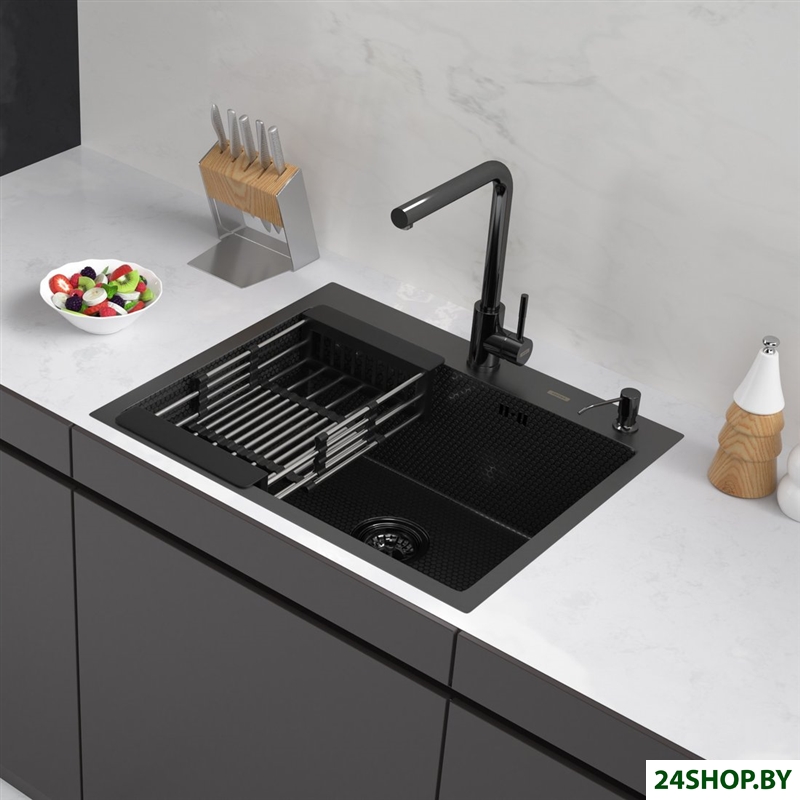 Кухонная мойка ARFEKA ECO AR мойка 600*500, коландер, дозатор Black Decor Кухонная мойка ARFEKA ECO AR мойка 600*500, коландер, дозатор Black Decor