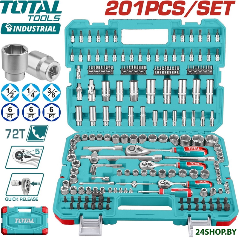 Универсальный набор инструментов Total THTS082016 (201 предмет) Универсальный набор инструментов Total THTS082016 (201 предмет)