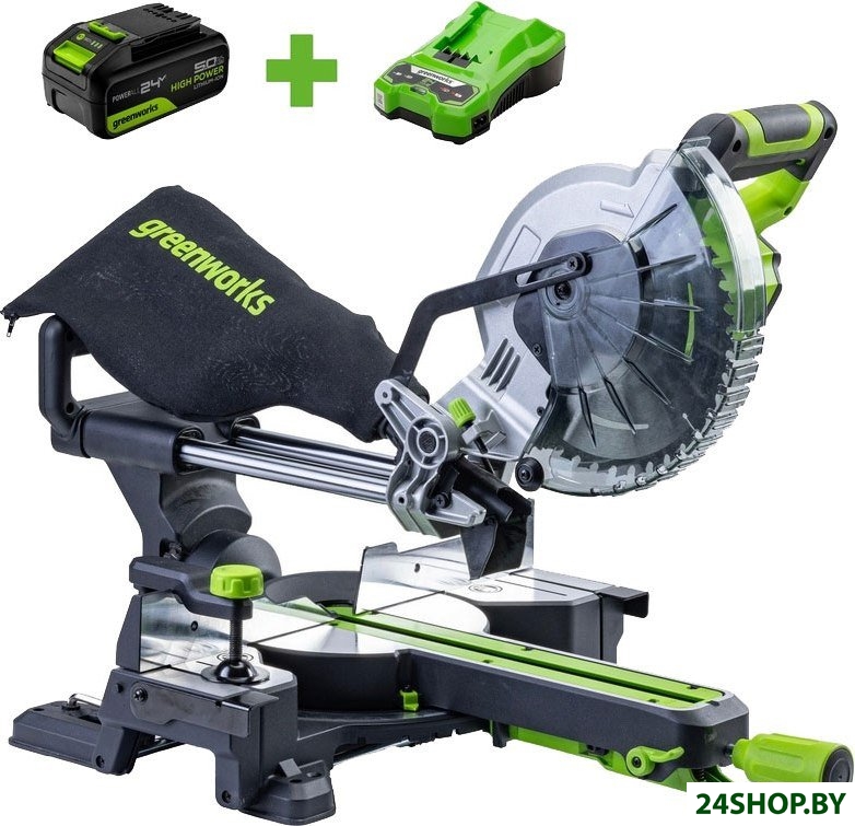 Торцовочная пила Greenworks GD24MS216 1501707UG (с 1-им АКБ) Торцовочная пила Greenworks GD24MS216 1501707UG (с 1-им АКБ)