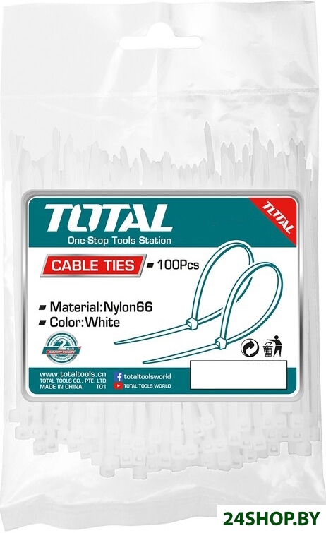 Стяжка для кабеля Total THTCT10201 (100 шт) Стяжка для кабеля Total THTCT10201 (100 шт)