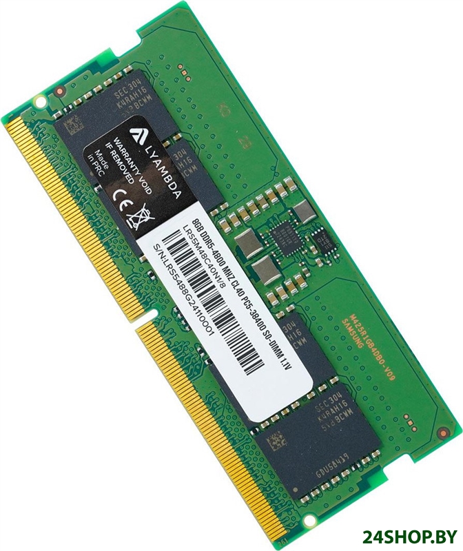 Оперативная память Lyambda 8ГБ DDR5 SODIMM 4800 МГц LRS5M48C40N1/8 Оперативная память Lyambda 8ГБ DDR5 SODIMM 4800 МГц LRS5M48C40N1/8