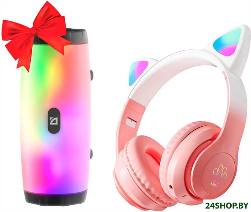 Наушники Miru Cat EP-W10 (розовый) + Defender Enjoy S600 Наушники Miru Cat EP-W10 (розовый) + Defender Enjoy S600