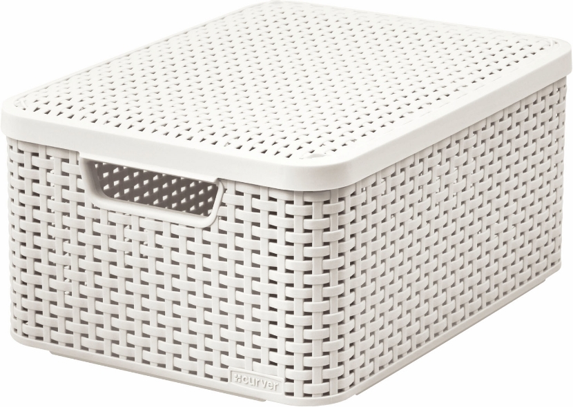 Корзина с крышкой Curver Rattan Style M 03618-885 (кремовая) Корзина с крышкой Curver Rattan Style M 03618-885 (кремовая)