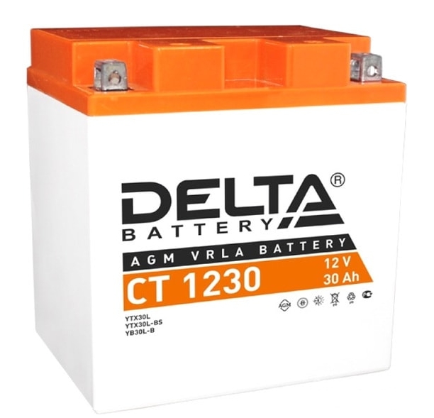 Мотоциклетный аккумулятор Delta AGM СТ 1230 (30 а/ч)