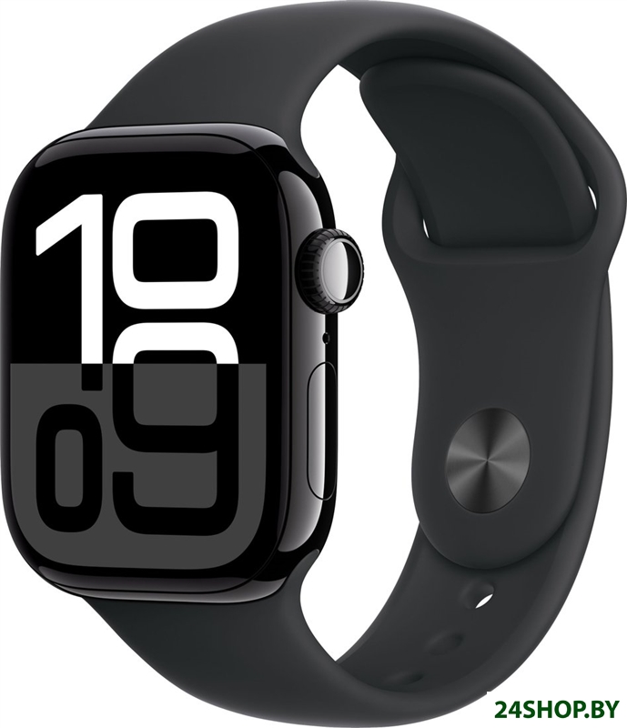 Умные часы Apple Watch Series 10 42 мм (алюминиевый корпус, черный/черный, спортивный силиконовый ре Умные часы Apple Watch Series 10 42 мм (алюминиевый корпус, черный/черный, спортивный силиконовый ре