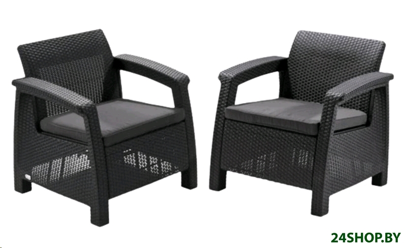 Комплект садовых кресел KETER Corfu Duo Set 258977 (графит) Комплект садовых кресел KETER Corfu Duo Set 258977 (графит)